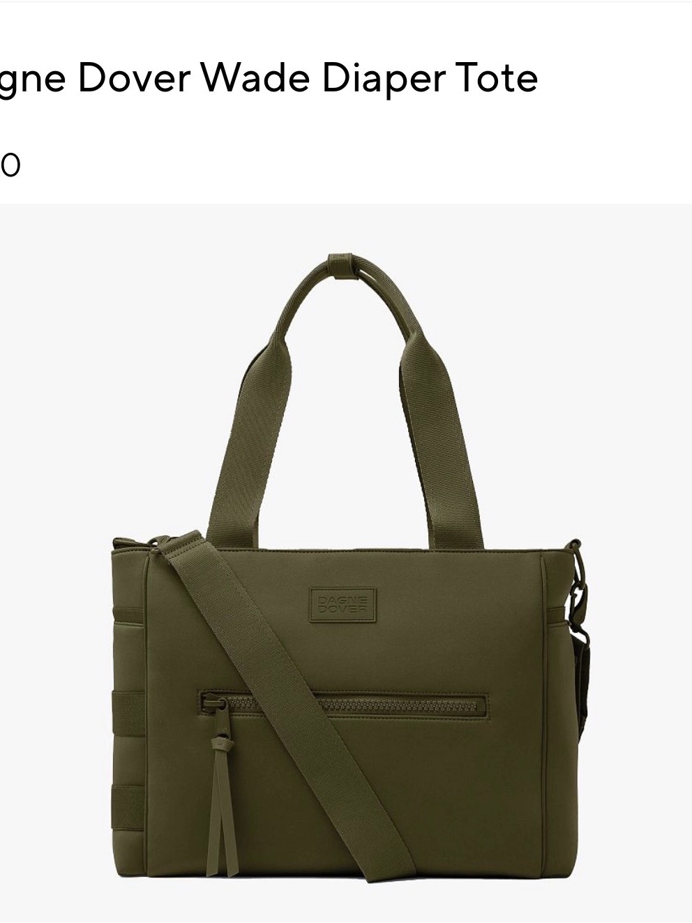 Dagne Dover Olive Green Wade Tote With Removable Strap